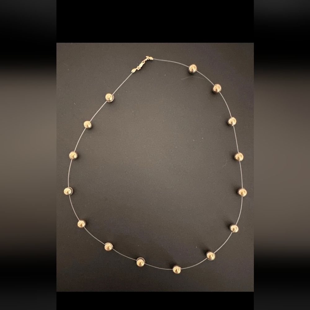 14k Yellow gold Ball invisible illusion floating station Pendant necklace qvc - Picture 2 of 11